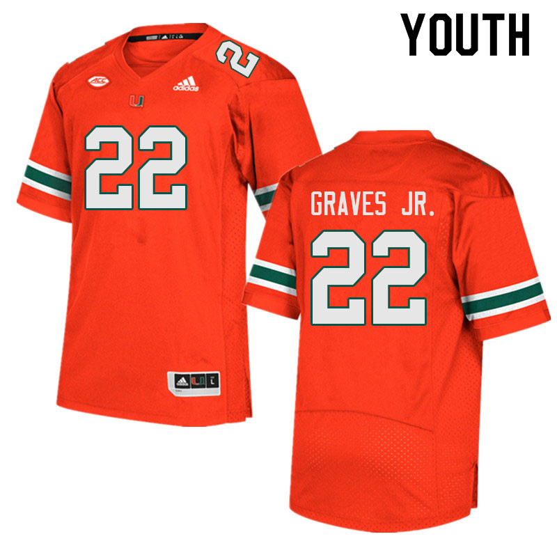Youth #22 Chris Graves Jr. Miami Hurricanes College Football Jerseys Sale-Orange - Click Image to Close